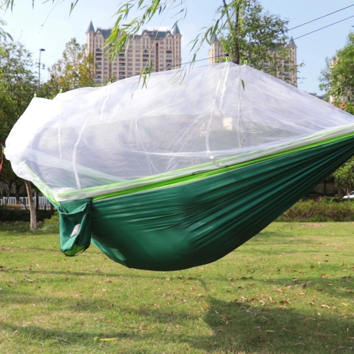 Single and Double Size Nylon Fabric Portable Travel Hammock