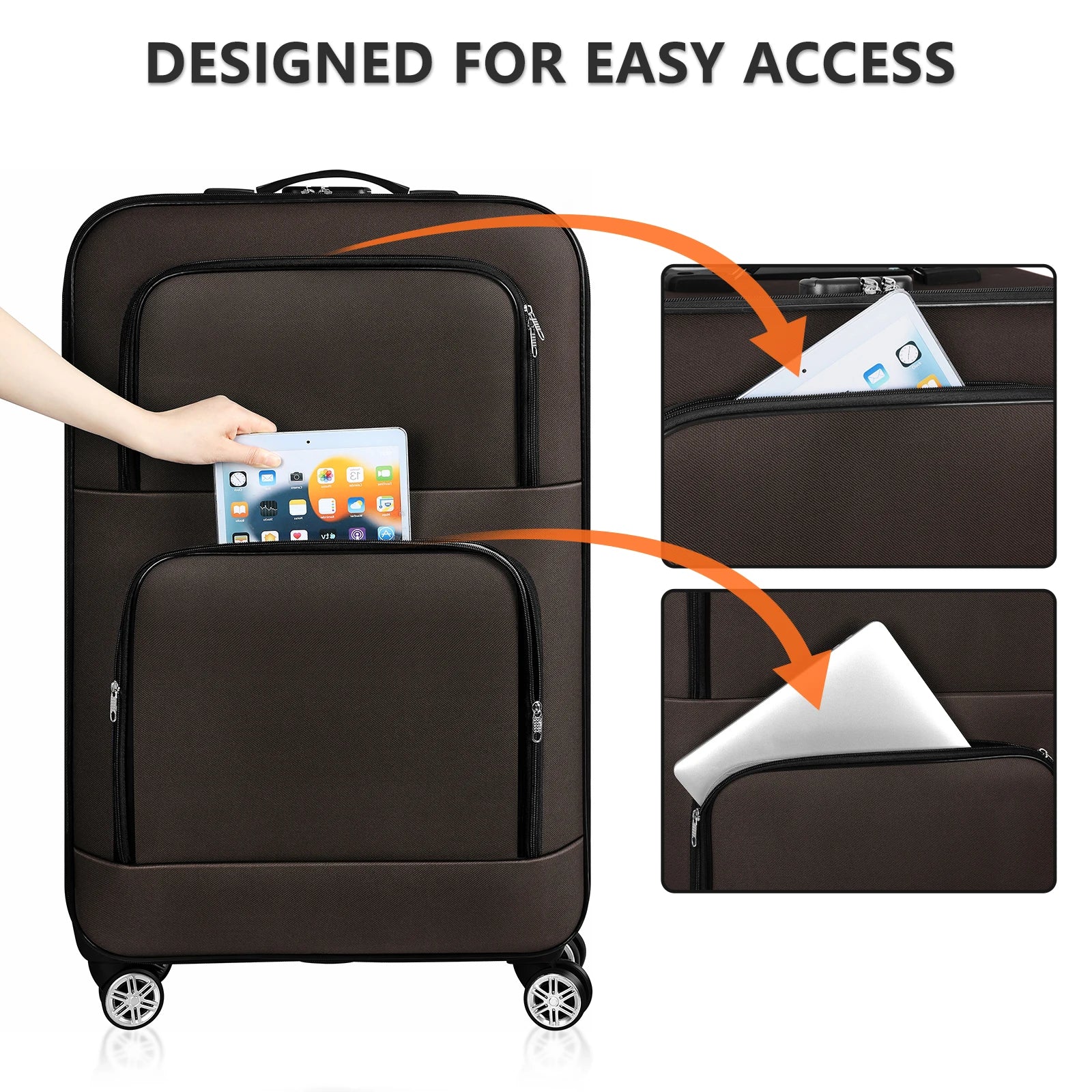 20 inch lightweight luggage with rotating wheels