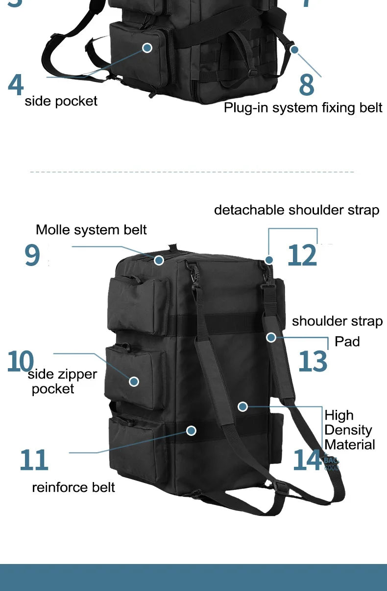 55L Luggage Duffel Bag Camping Backpack