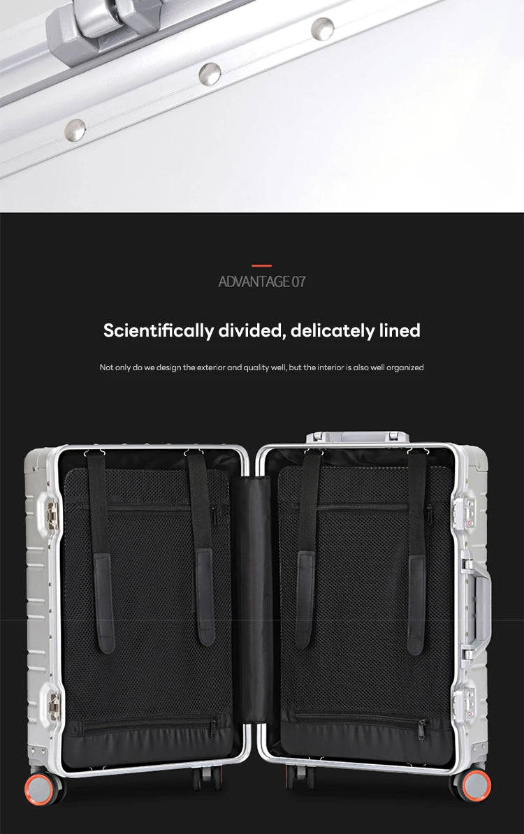 All-aluminum-magnesium alloy trolley suitcase