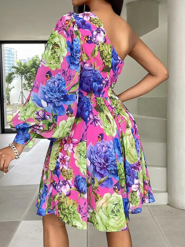 Off Shoulder Boho Print Women Dress