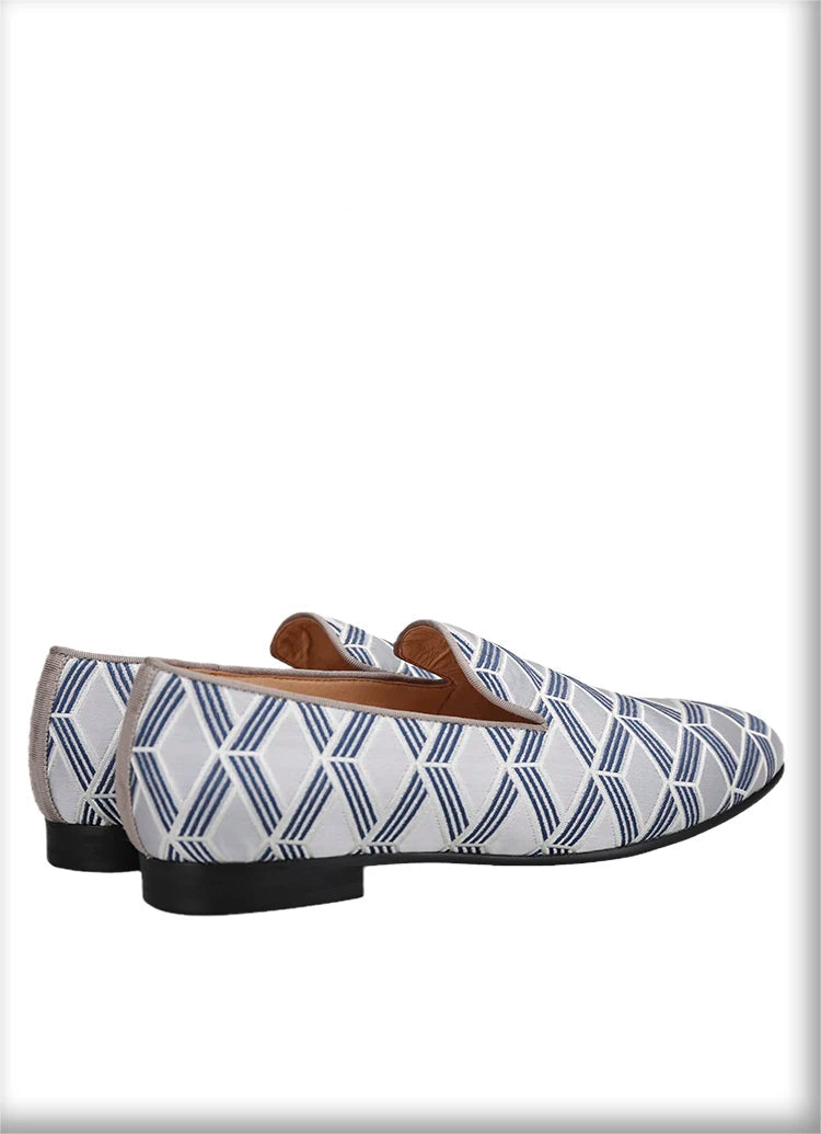 High Quality Silk Fabric Men's Slippers for Weddings and Parties with Leather Insoles