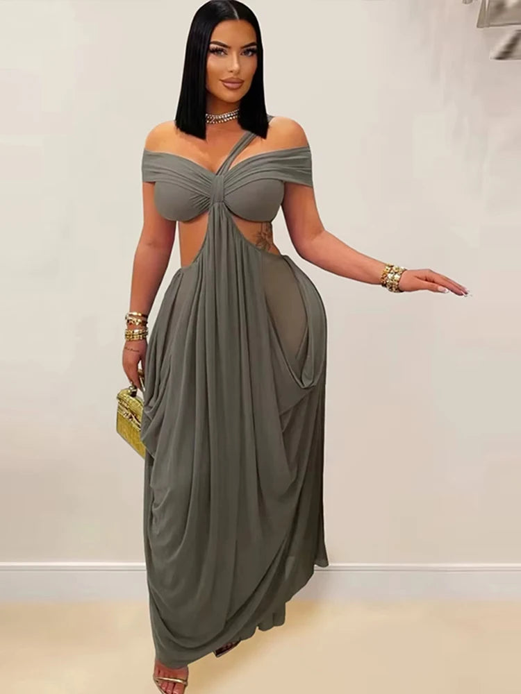 Hollow Out Backless Long Dress