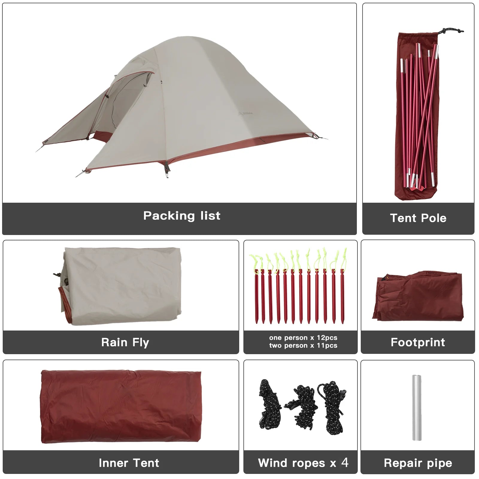 Nylon Waterproof Camping Tent Backpack