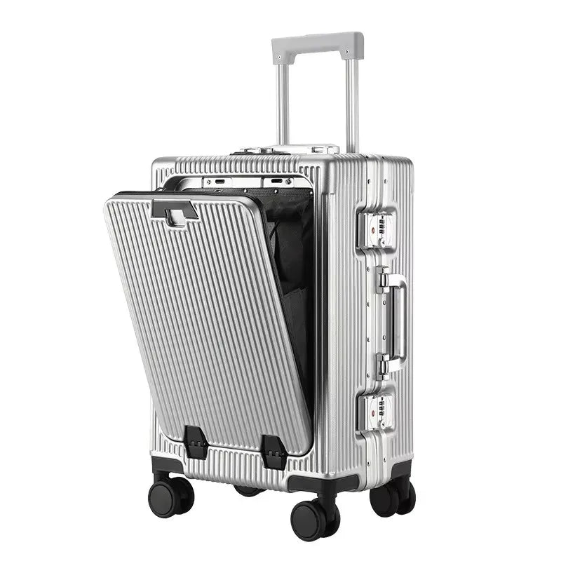 Aluminum Suitcase Front Opening Rolling Luggage