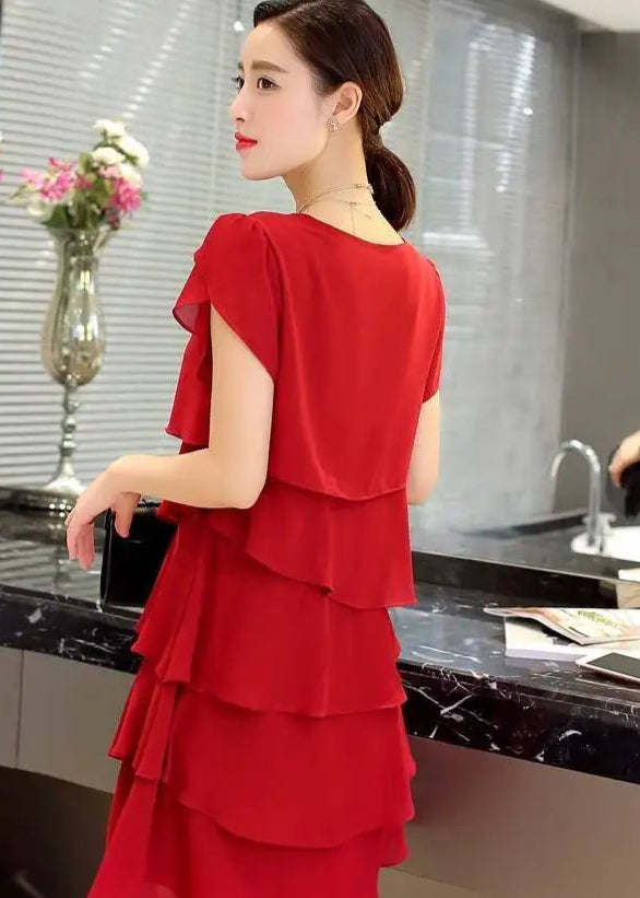 Women Ruffle Short Sleeve Dress