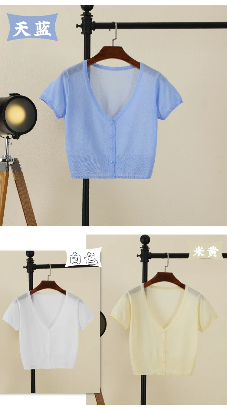 Outerwear Jerseys Summer Cardigan Women Cropped Blouse