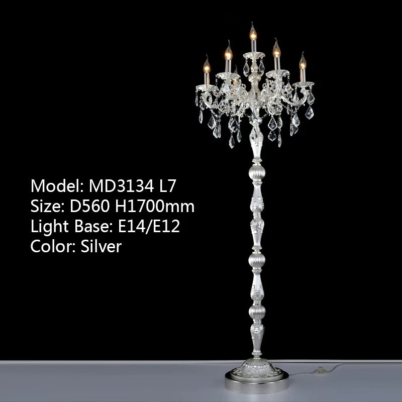 Meerosee Classic 7 Lights Crystal Floor Lamp