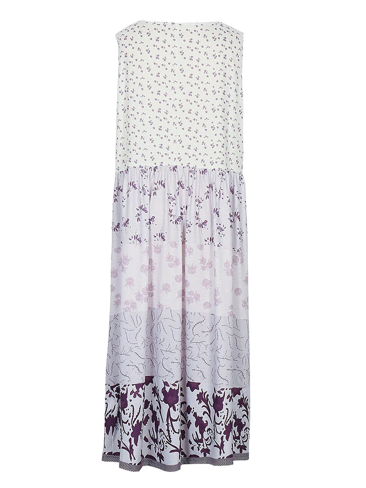 Plus Size Floral Printed Sleeveless Midi Dress