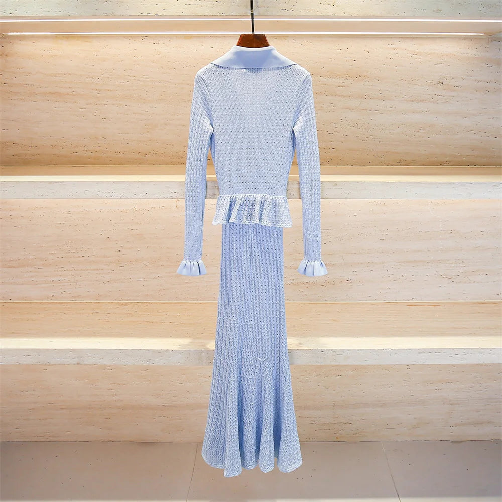 traf 2025 woman summer dress knitted ruffles corset elegant long skirt y2k New fashion high quality ruffle sleeves party dress