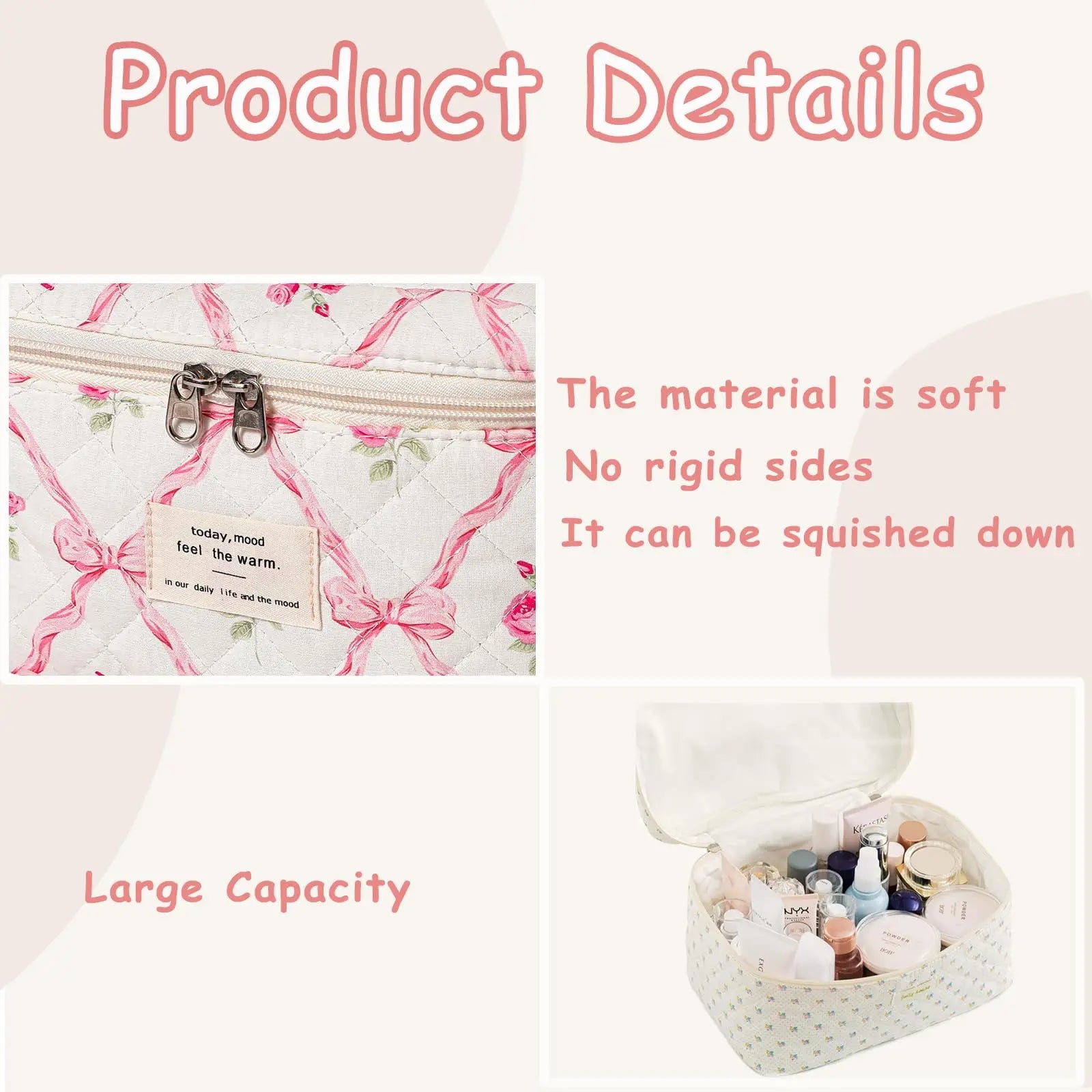 1pcs Quilted Cotton Makeup Bag