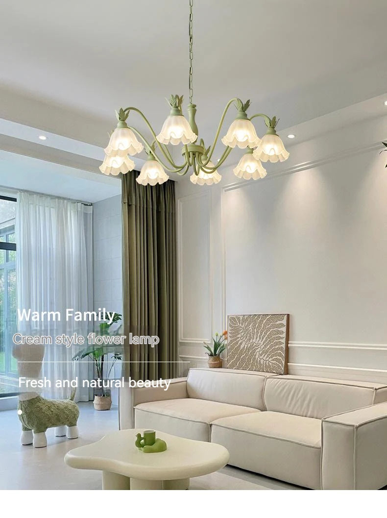 Green Pastoral Style Flower Pendel Chandelier