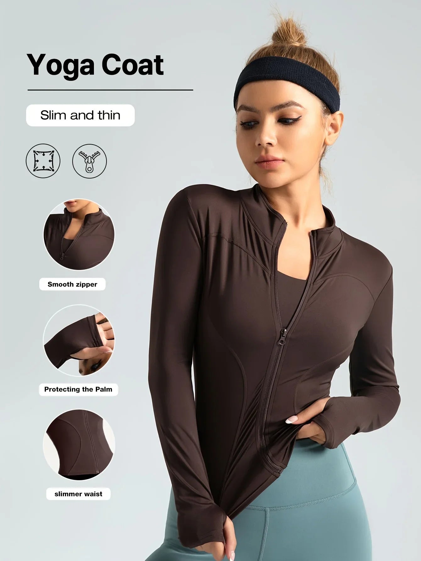 Seamless Sports Outerwear Yoga Coat Cropped Jacket for Gym Running High Waisted Moisture Wicking Workout Top with Coat Women