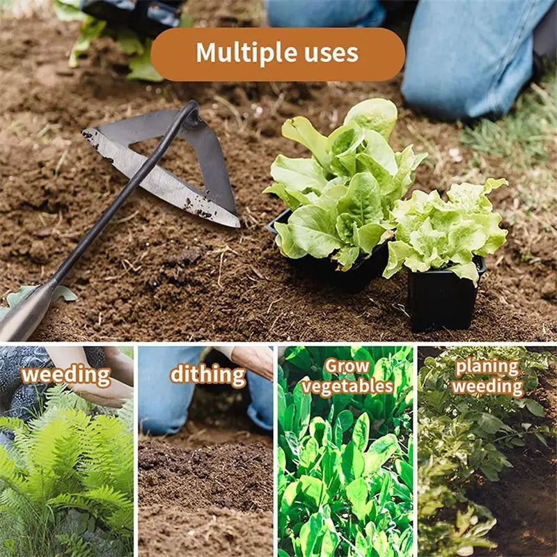 All-Steel Hardened Hollow Hoe Handheld Weeding Rake
