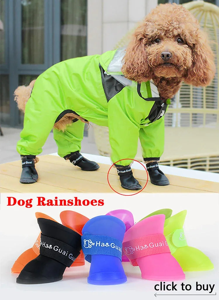 Pet Dog Raincoat Transparent Hooded Jumpsuit