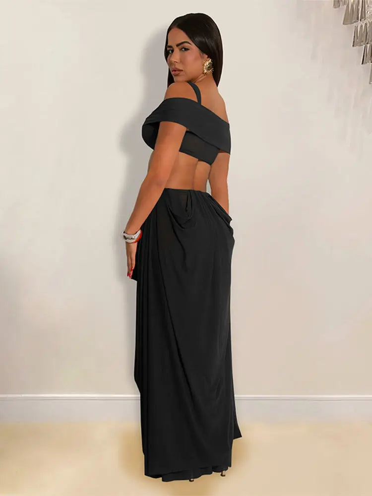 Hollow Out Backless Long Dress