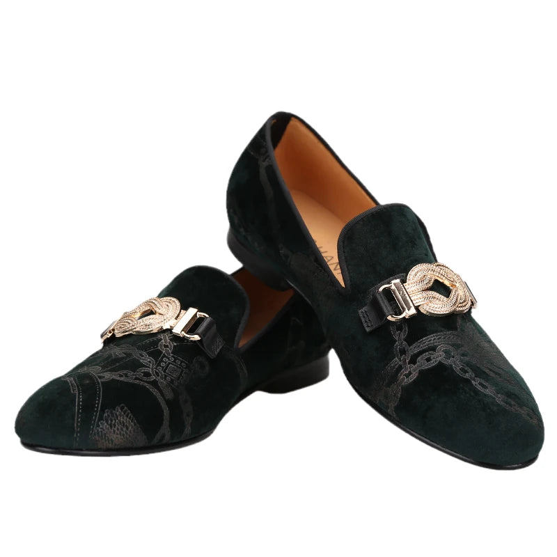 Men's Classic Loafers With Paisley Printing Made By Hand In Court Style