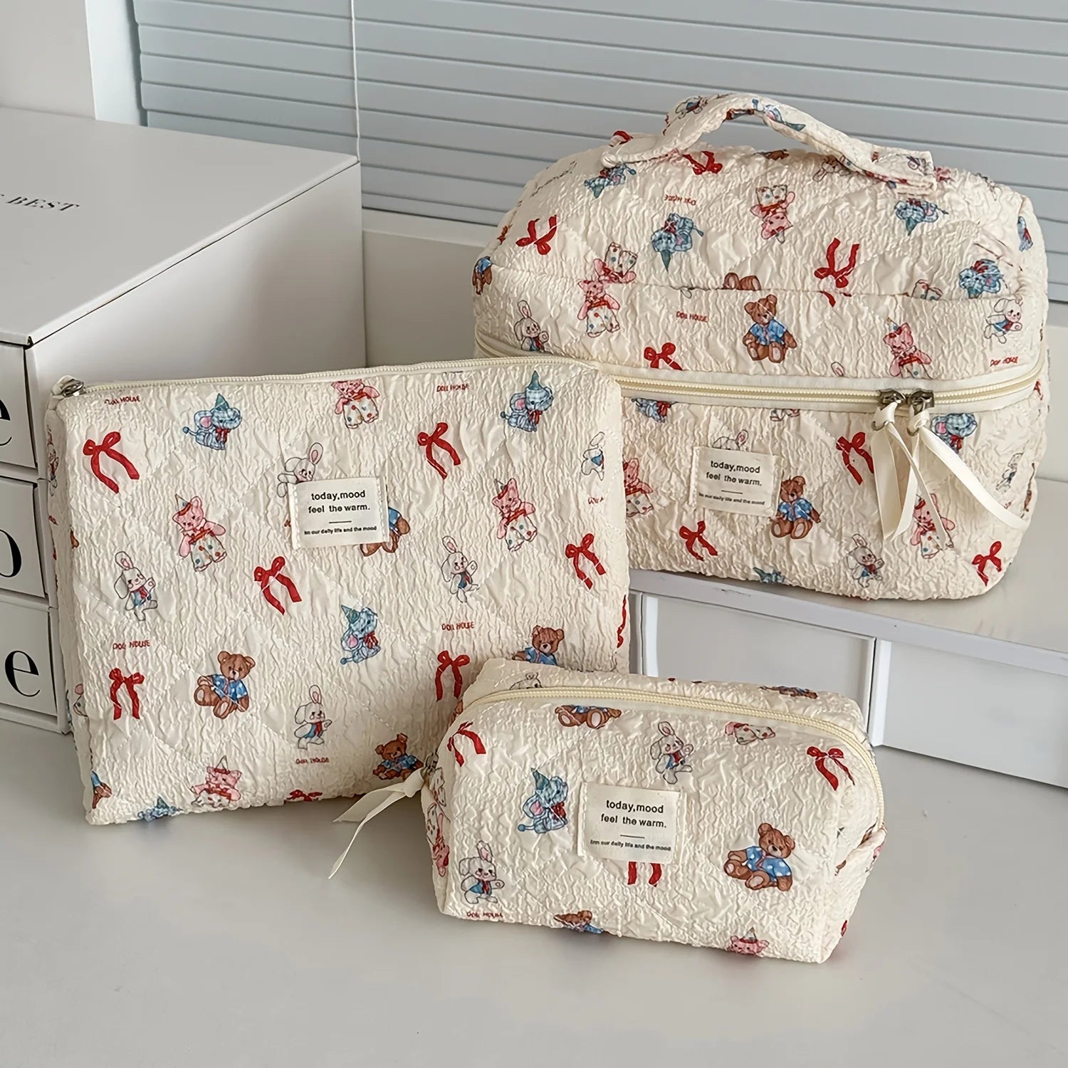 1pcs Quilted Cotton Makeup Bag