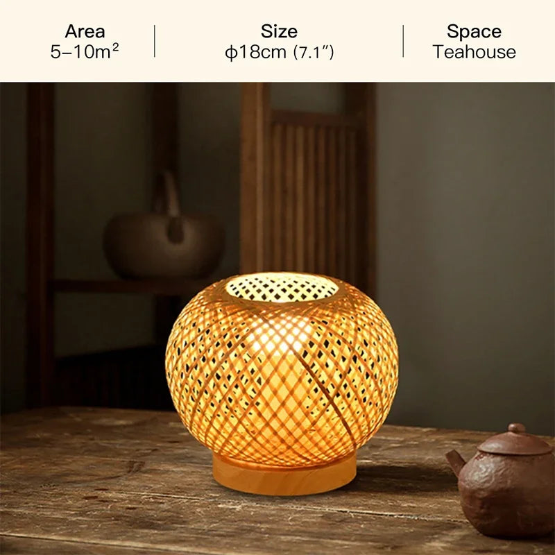 Contemporary Bamboo Weaving Table Lamp