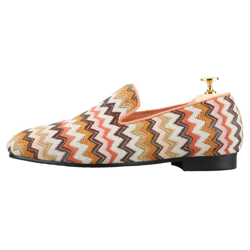 Piergitar Winter Wear Multicolor Cotton Indiana National Style Men Moccasin Shoes For Party Handmade Men Loafers Plus Size Flats