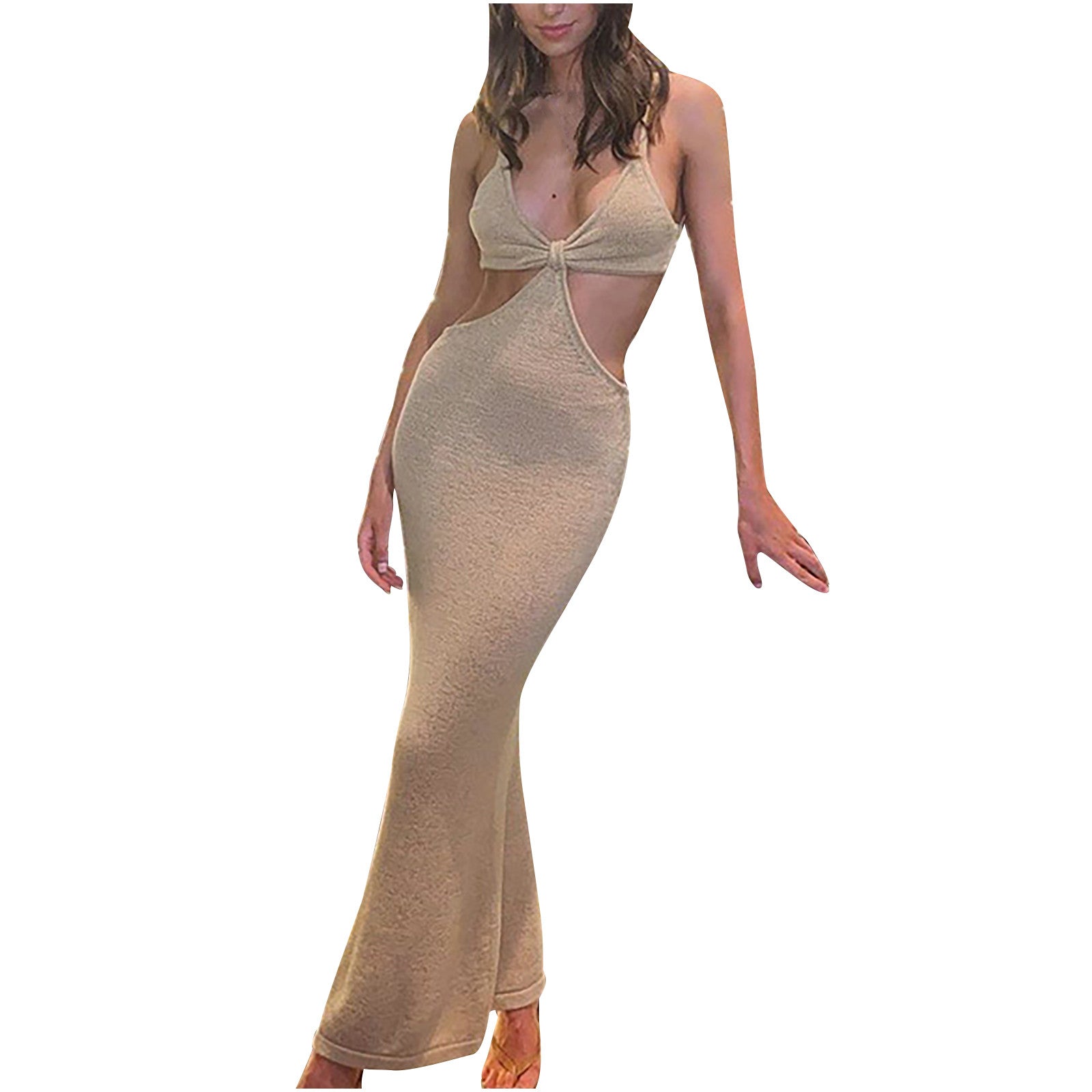 Women's backless spaghetti strap dress Beach Style Slim Evening Dress