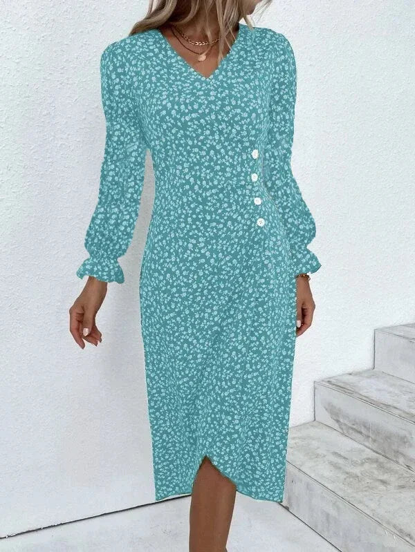 Women's V-Neck Floral Midi Dress