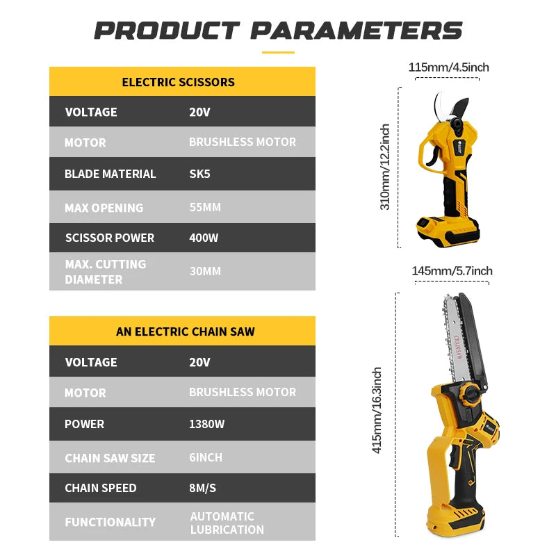 Brushless 1380W Electric Chainsaw