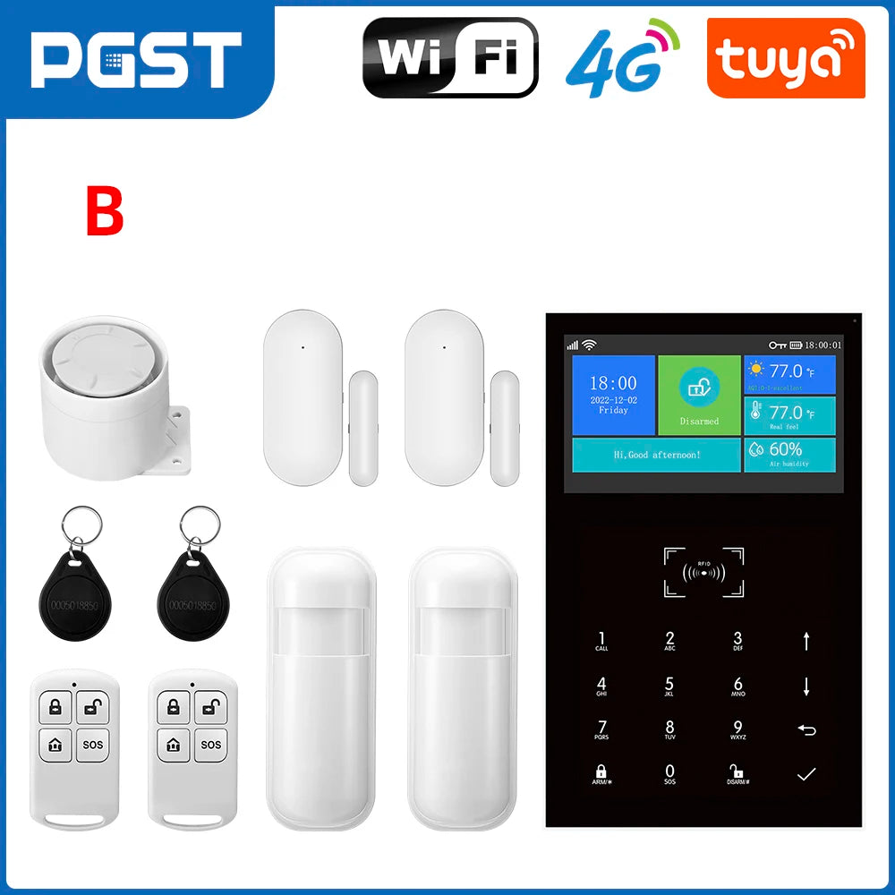 PGST 4G & Wifi Home Security System Wireless, Smart Home Alarm Security Systems, Smart Life App Control Works with ALexa