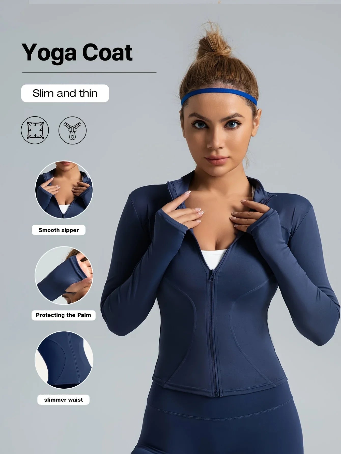 Seamless Sports Outerwear Yoga Coat Cropped Jacket for Gym Running High Waisted Moisture Wicking Workout Top with Coat Women