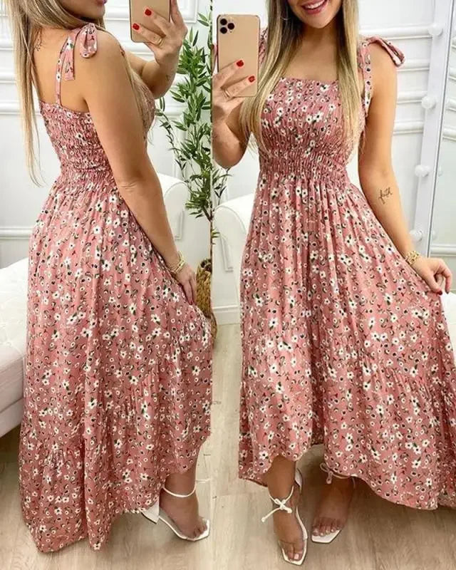 2022 New Independent Station Amazon Tank Splicing Printing Irregular Strapless Dress Large Quantity In Stock
