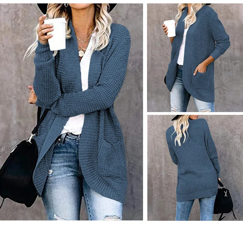 Autumn Long Cardigan Women Jumper Fashion Loose Coat Ladies Knitted Outerwear Ropa Mujer Clothes Woman Sweater Jacket Pull Femme