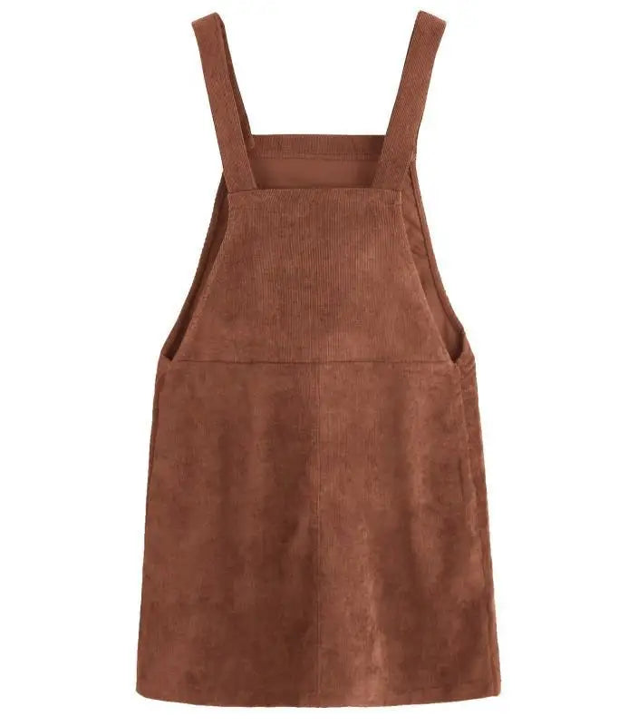 New Women's Suspender Skirt Corduroy Spring and Autumn Fashion Pocket Strap Adjustable Casual Strap Short Dress