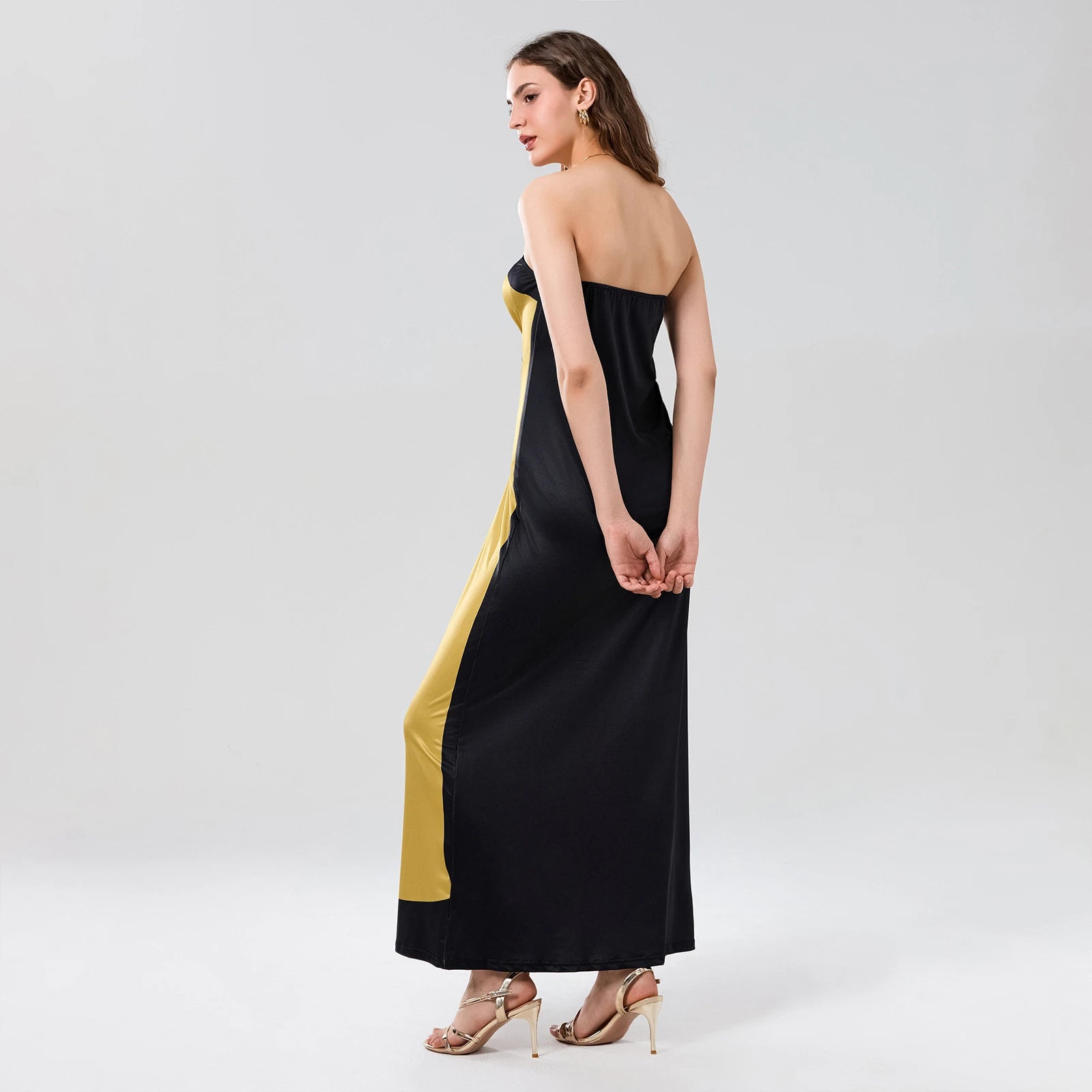 Tube Bodycon Dress Women Elegant Avocado Print Strapless Elegant Maxi Dress Sleeveless Holiday Robes Summer Chic Long Dress