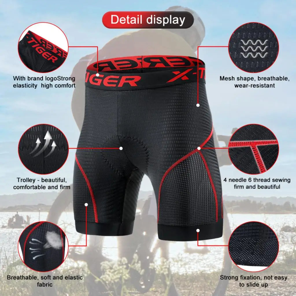 Mesh Cycling Underwear Gel Pad Shockproof MTB Bike Shorts