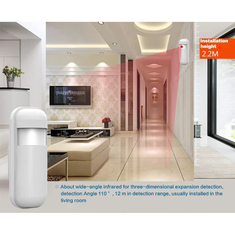 TAIBOAN 433MHz Home Burglar Alarm Host Accessories Wireless Link Smoke Sensor Door Magnetic Water Leak Detector Doorbell RFID