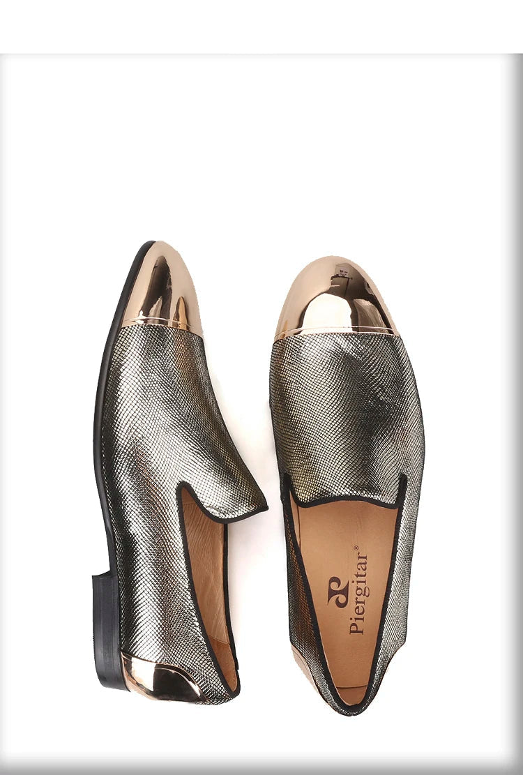 New Arrival Men's Red Sole Luxury Chain Style Slip-On Loafers Multicolored Gold Silk Weave Shoes Plus Size
