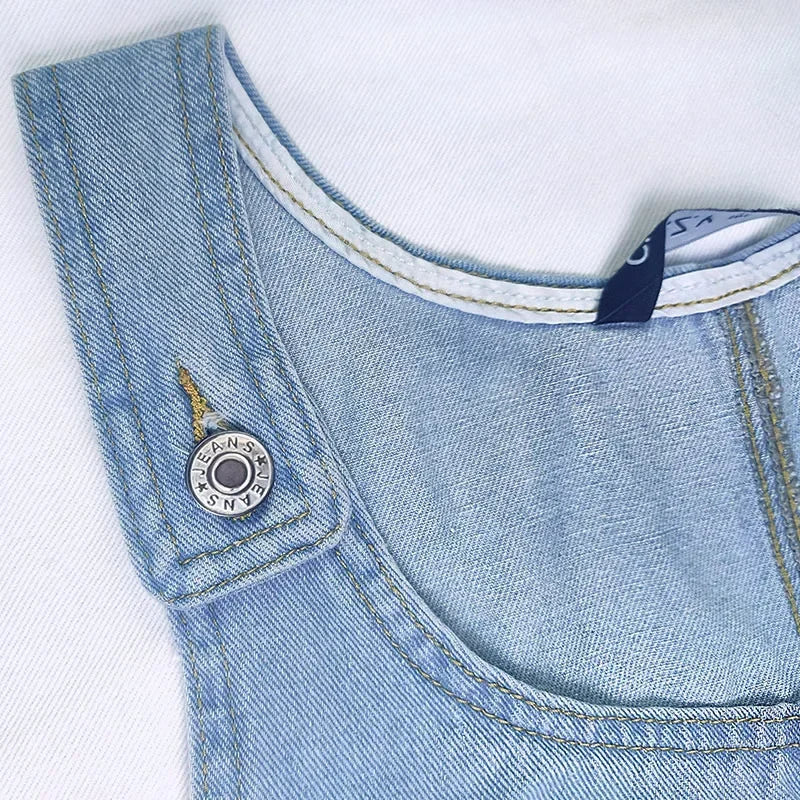 Women's Denim Dress Sexy Cool Strap Mini Dress Solid Color Sleeveless Pockets High Waist