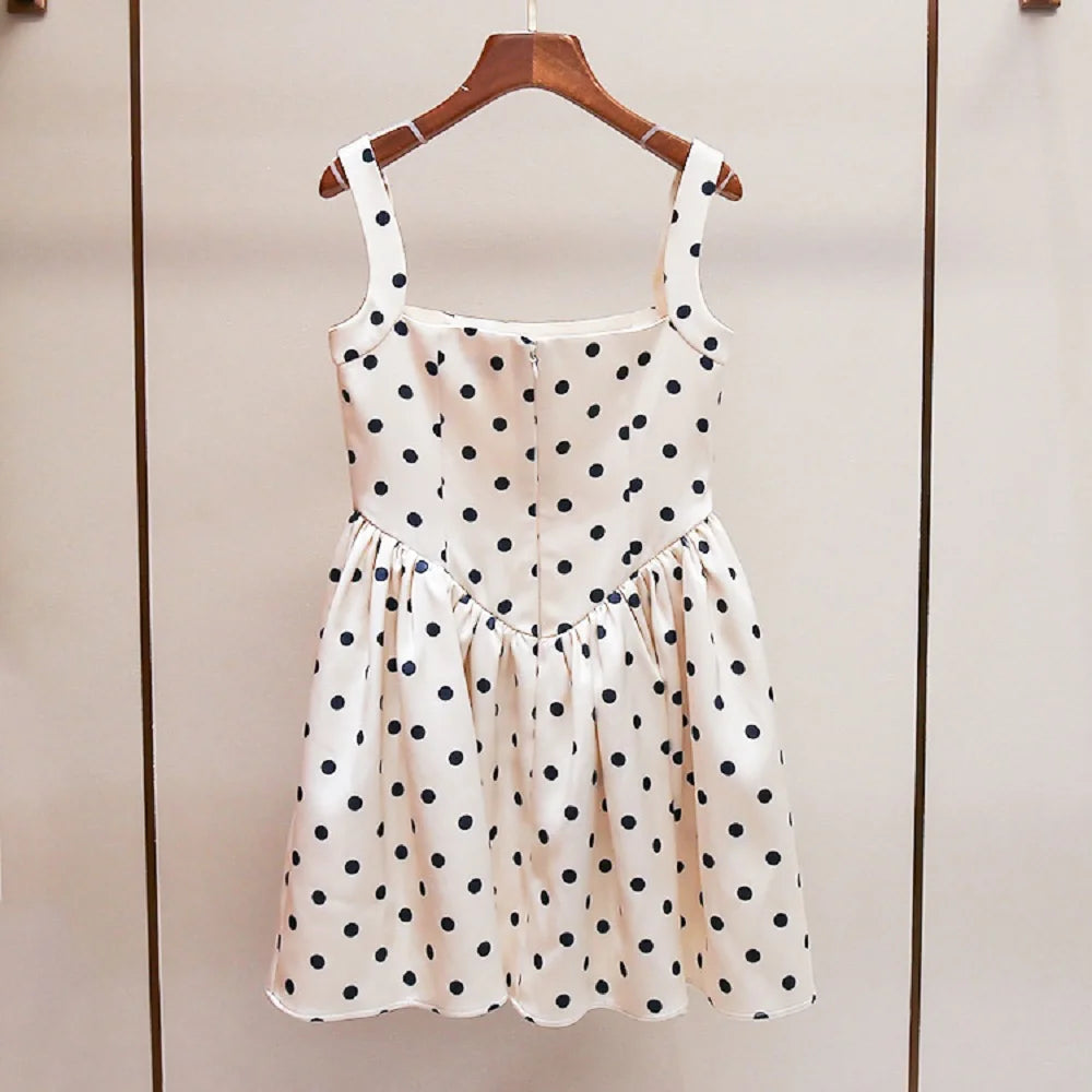 traf 2025 woman suspender skirt satin polka dot print corset sexy ladies dress y2k clothes New high quality party mini skirt bra