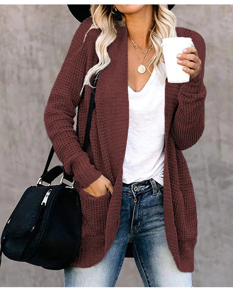 Autumn Long Cardigan Women Jumper Fashion Loose Coat Ladies Knitted Outerwear Ropa Mujer Clothes Woman Sweater Jacket Pull Femme