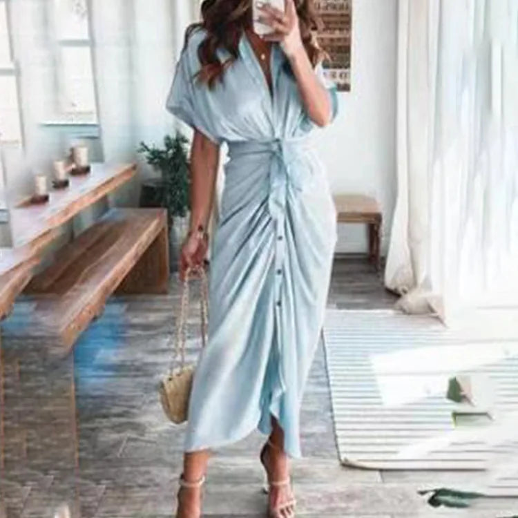 Women's Boho Print Turn-down Collar Dress