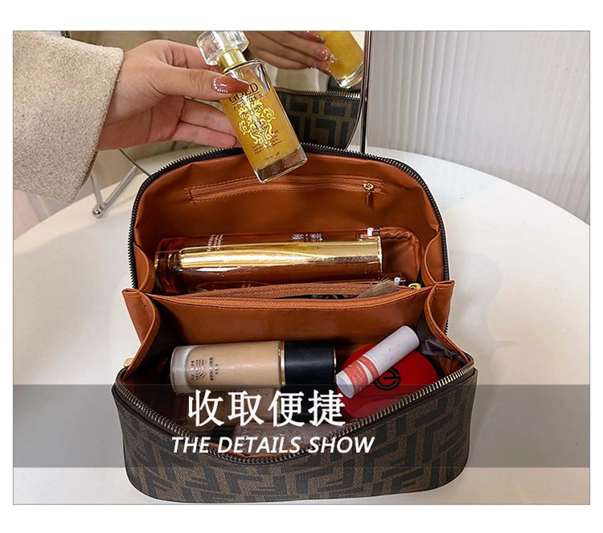 Travel cosmetics division toiletry bag