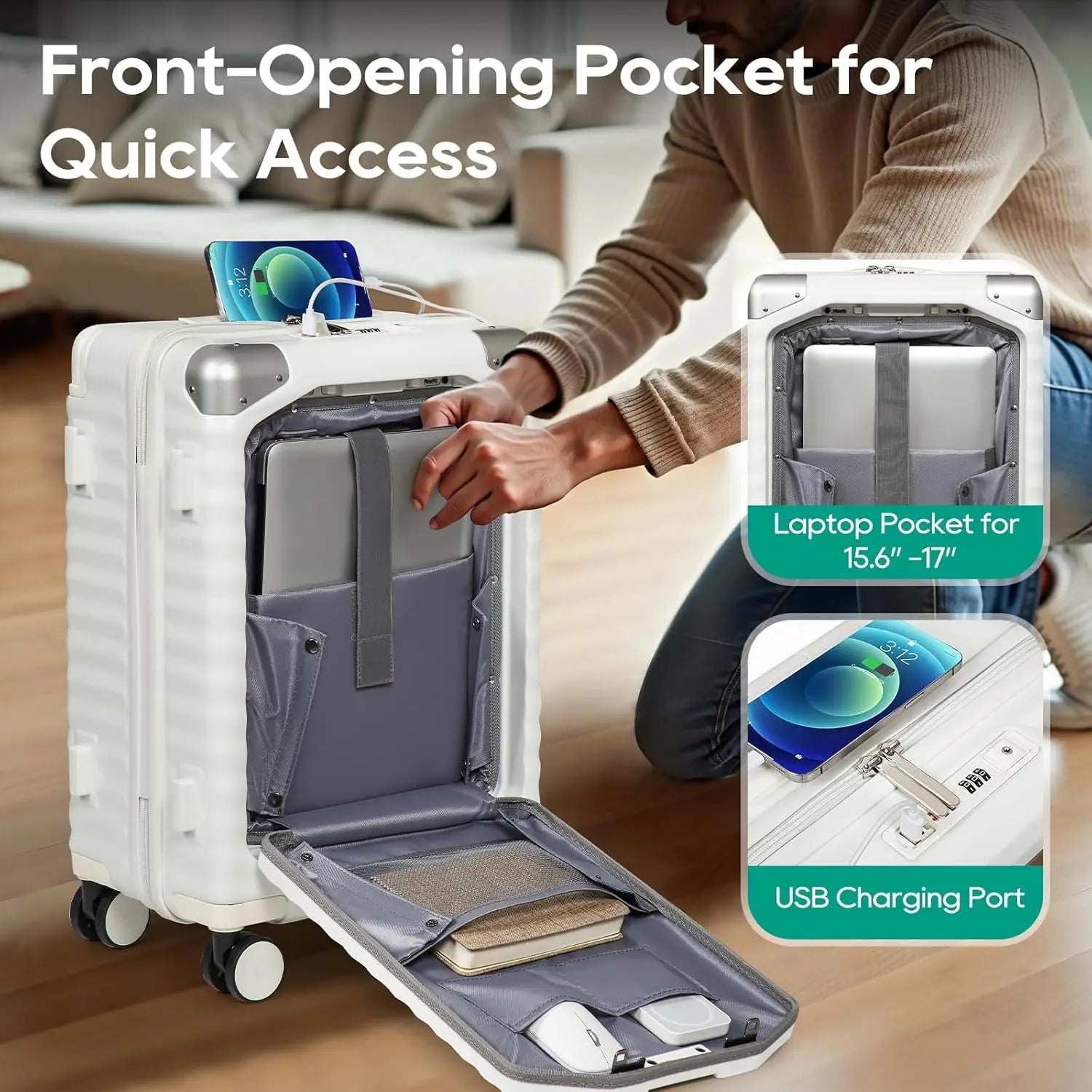 20 inch Front Opening Carry on Suitcase