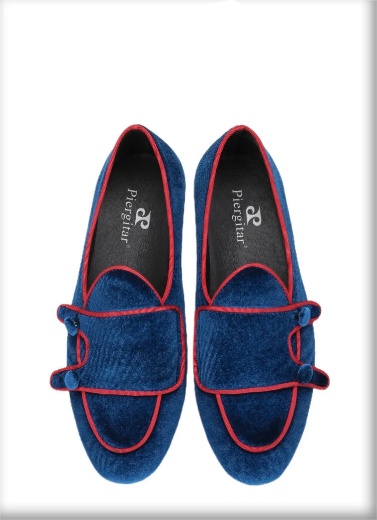 Double Monk Men Velvet Shoes Made Adult Fashion Dress Moccasins Luxury Designer Brand Men Loafers Plus-Size