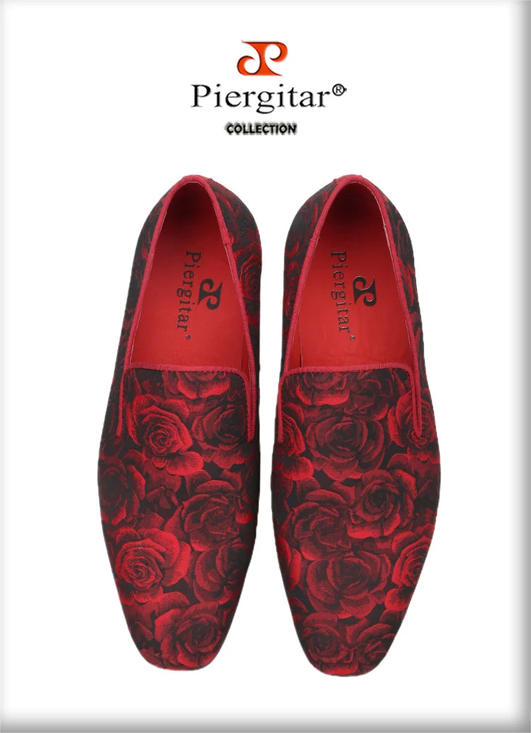 Piergitar Three Dimensional Flower Jacquard Fabric Men's Loafers For Party And Wedding Slip-On Moccasins Handmade In Guang Zhou