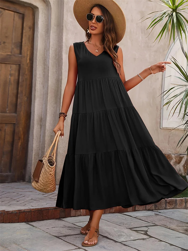 Long Loose Ruffle Dress