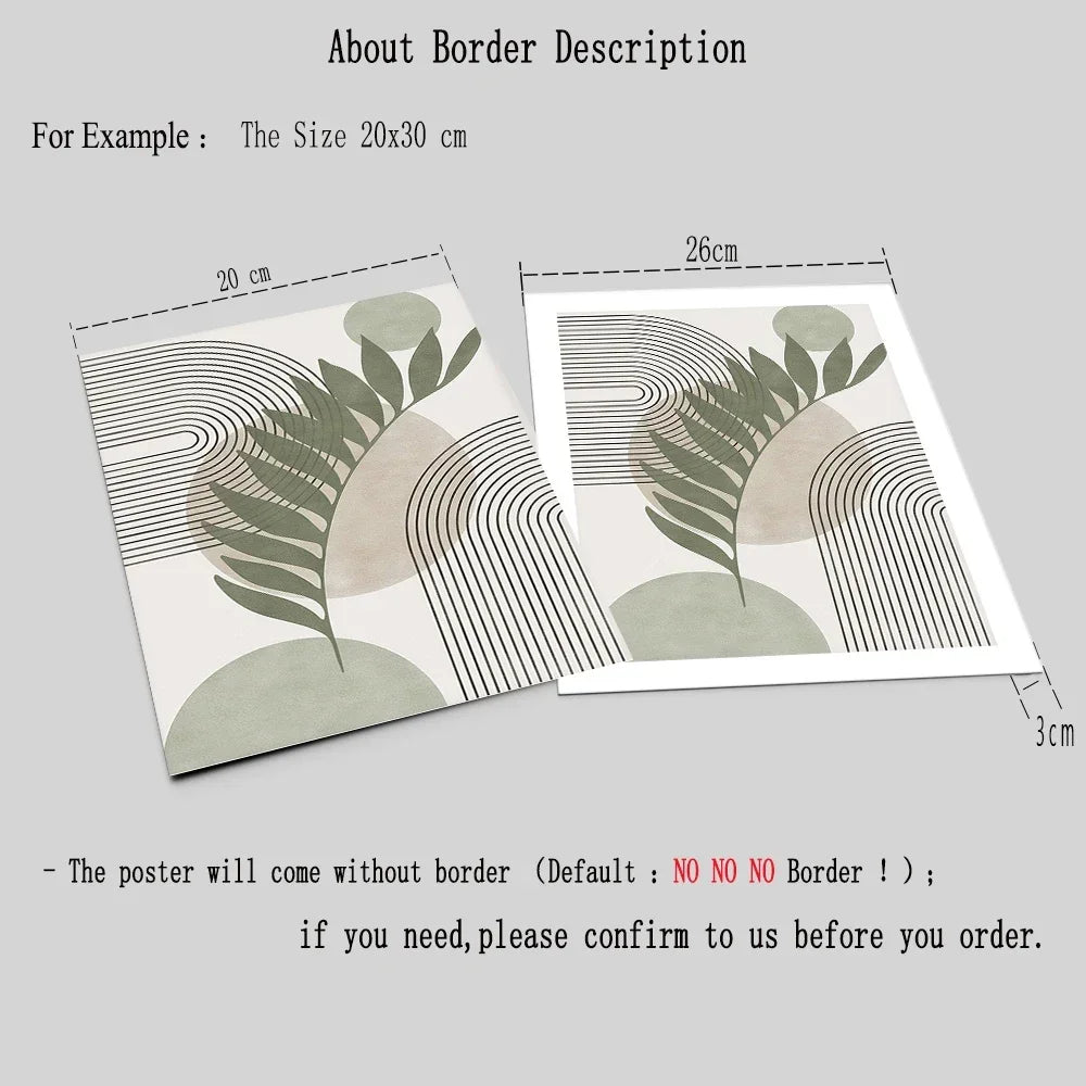 Sage Green Botanical Abstract Boho Geometry Wall Art