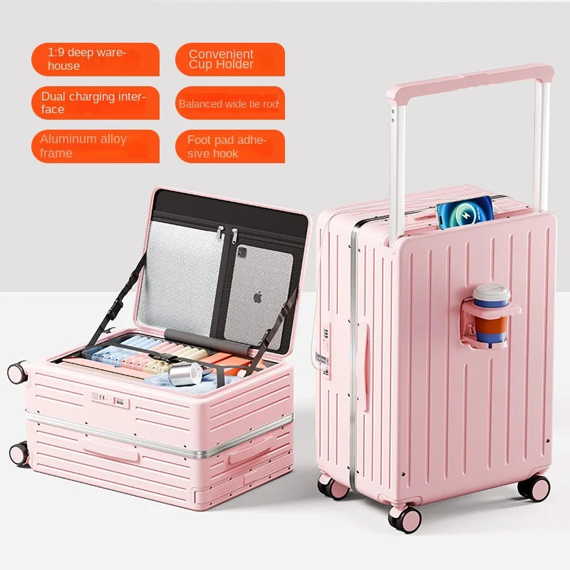 Wide Trolley Carry-on Suitcase