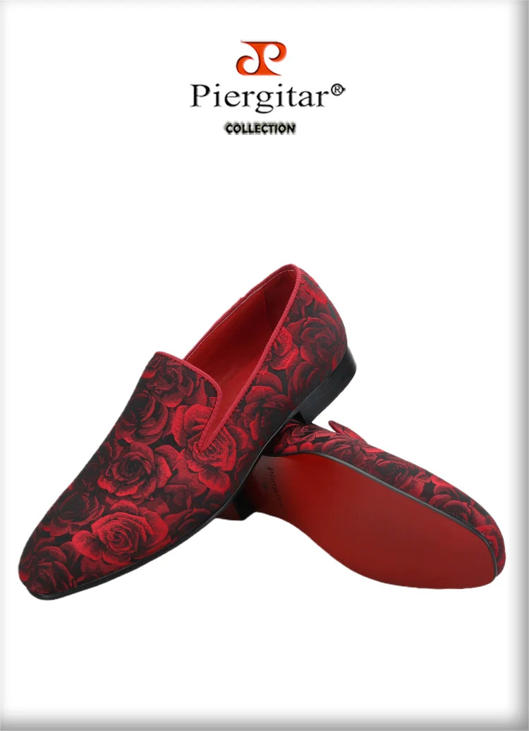 Piergitar Three Dimensional Flower Jacquard Fabric Men's Loafers For Party And Wedding Slip-On Moccasins Handmade In Guang Zhou