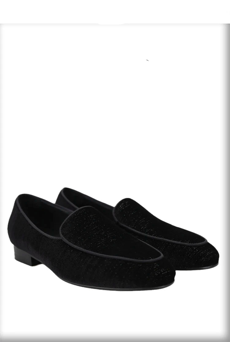 Handmade Meteor Shower Velvet Men's Loafers British Style Class Slip-On Men Smoking Sliders Plus Size