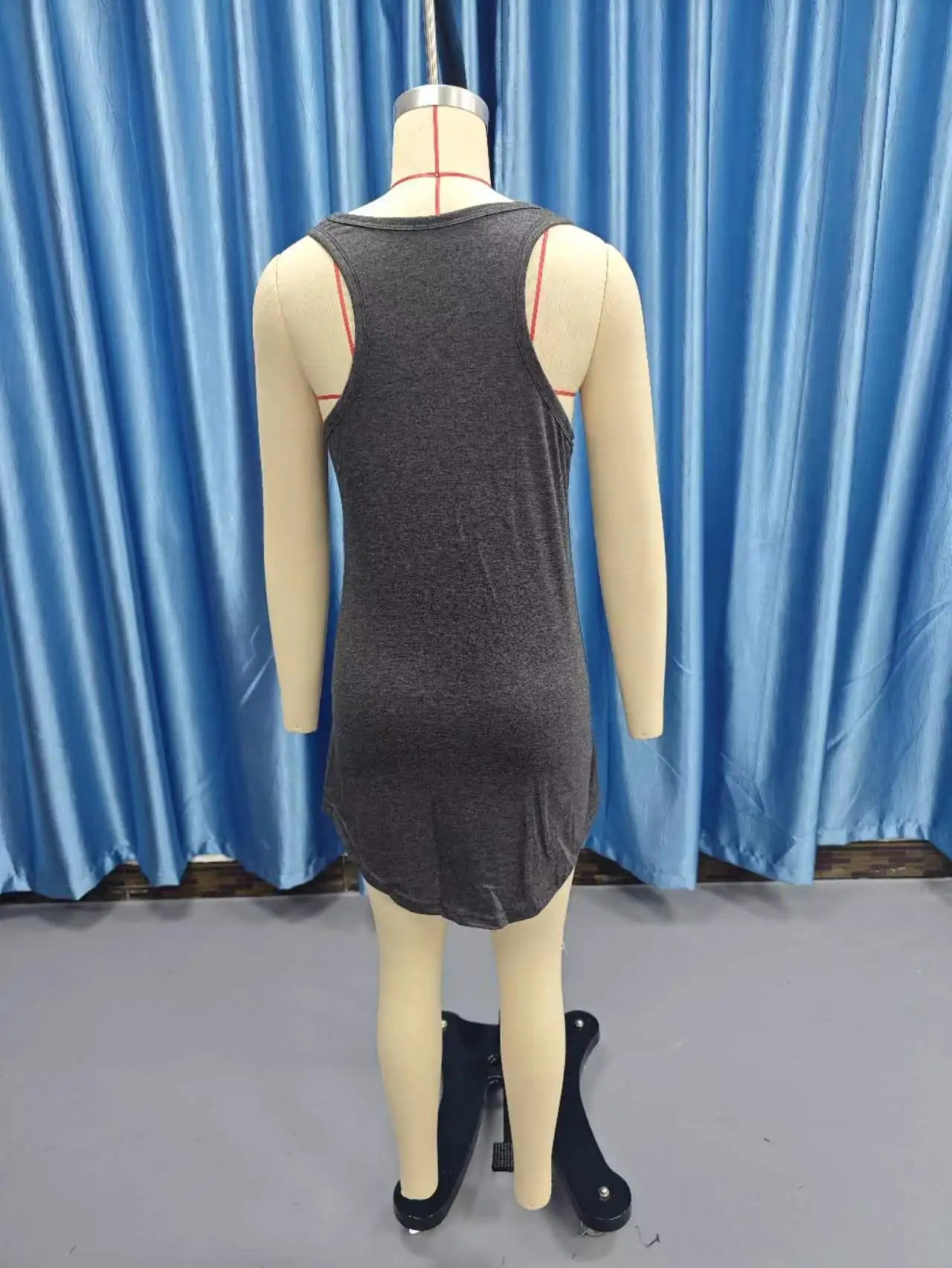 Summer environment women's solid color U-neck sleeveless herringbone suspender vest dress casual versatile short skirt